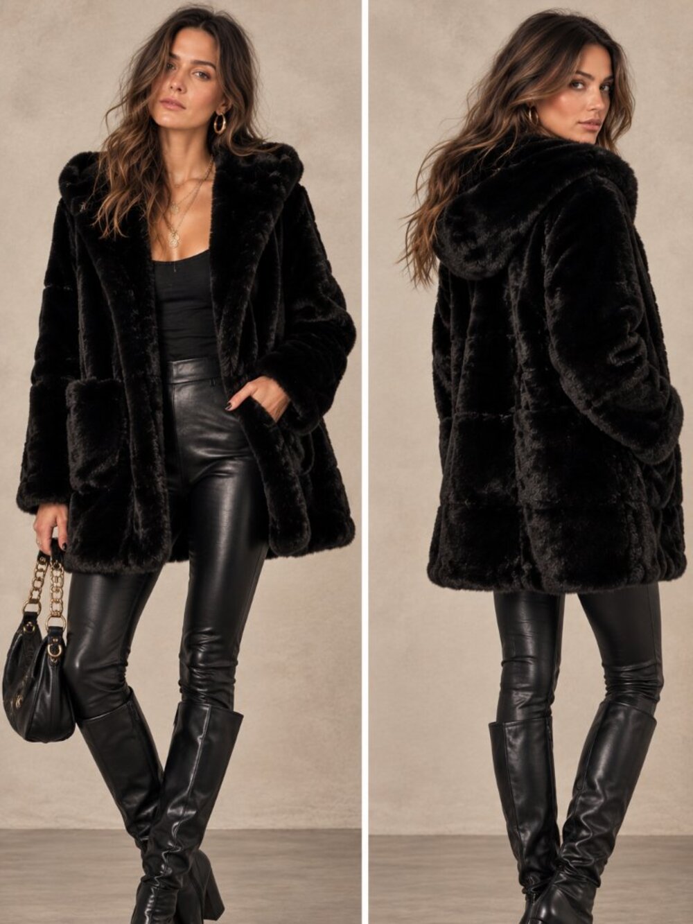 Love Token Faux Fur Mid Length Coat Size XS